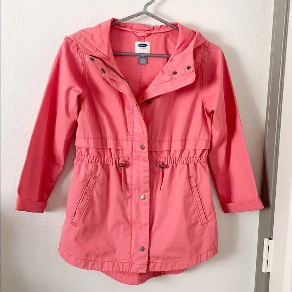 Old Navy Pink Twill Hooded Field Jacket